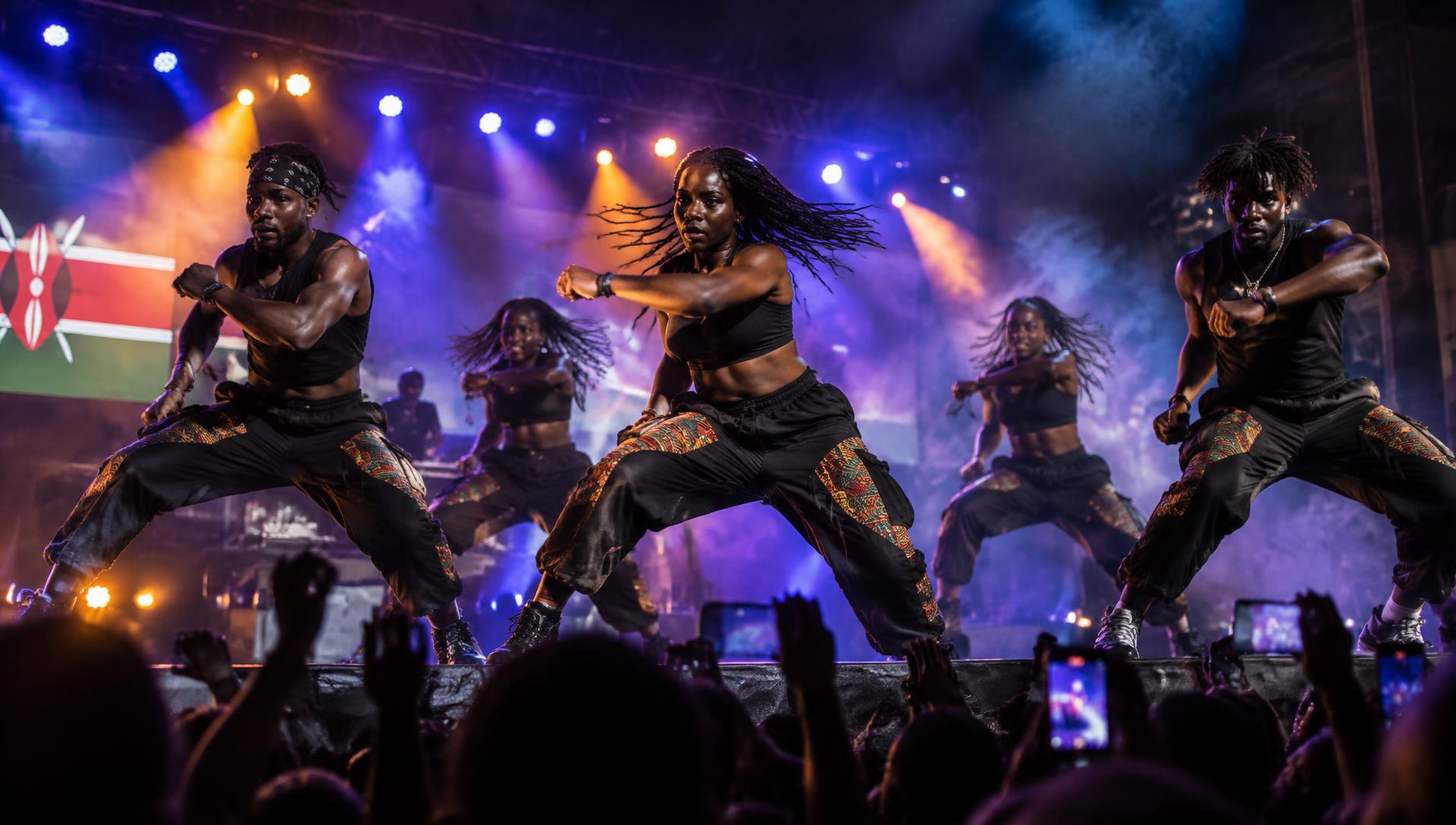 Kenyan dancers performing on stage